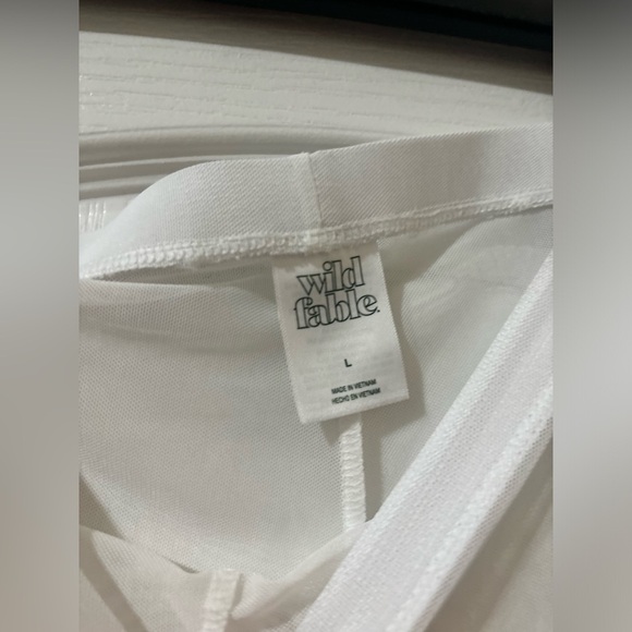 Wild Fable Women's Mesh High Waist Cover up Flare Pants White Size L - Picture 4 of 4